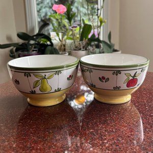 Certified International Ceramic Bowls with Fruit Print (NWOT)